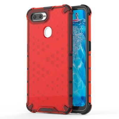 Schokbestendige honingraat PC + TPU Case voor OPPO F9 (rood)