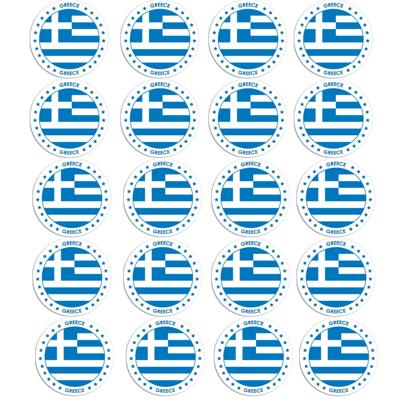Vlag van Griekenland stickers - 20x - rond - D14,8 cm - in vlag kleuren - Landen thema