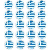 Vlag van Griekenland stickers - 20x - rond - D14,8 cm - in vlag kleuren - Landen thema
