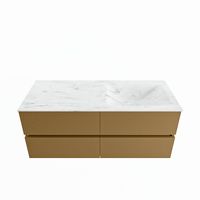 MONDIAZ VICA-DLUX 120cm badmeubel onderkast Oro 4 lades. Inbouw wastafel CLOUD rechts 1 kraangat, kleur Opalo.