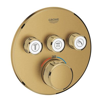 GROHE Grohtherm SmartControl inbouwkraan thermostatisch met omstel voor 3 functies rond cool sunrise geborsteld 29121gn0