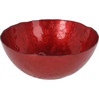 Glazen decoratie schaal/fruitschaal rood rond D28 x H11,5 cm - thumbnail