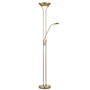 Klassieke vloerlamp 50/50/180cm | Brons | dimbare staande lamp met flexibele leeslamp | LED geintegreerd