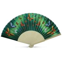 Spaanse hand of deco waaier met vlinderprint - 38 cm