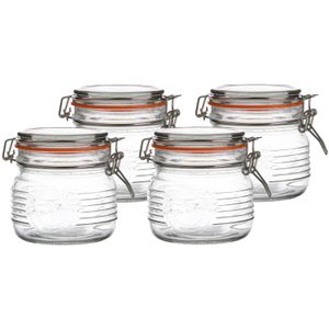 Weckpot/inmaakpot - 4x - 500 ml - glas - met beugelsluiting - D11 x H11 cm