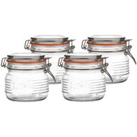 Weckpot/inmaakpot - 4x - 500 ml - glas - met beugelsluiting - D11 x H11 cm - thumbnail