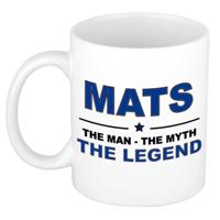 Mats cadeau mok - man myth legend - naam koffiemok / beker - wit en blauw - 300 ml