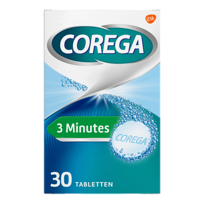 Corega 3 min reinigingstabletten voor de gebitsprothese