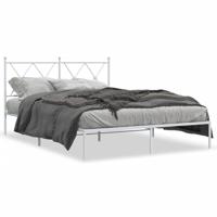 Bedframe met hoofdbord metaal wit 135x190 cm