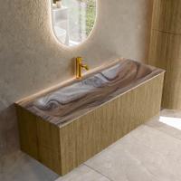 Badmeubel Mondiaz Kurve-Dlux | 120 cm | Meubelkleur Dusk | Wastafelkleur Sombra | Solid surface | Wasbak midden spoelbak | 1 kraangat