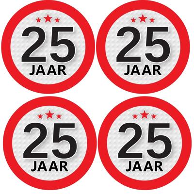 25 jaar leeftijd sticker - 8x - rond - Dia 9 cm - 25 jaar verjaardag - jubileum - leeftijd versierin
