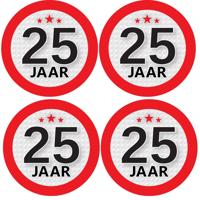 25 jaar leeftijd sticker - 8x - rond - Dia 9 cm - 25 jaar verjaardag - jubileum - leeftijd versierin
