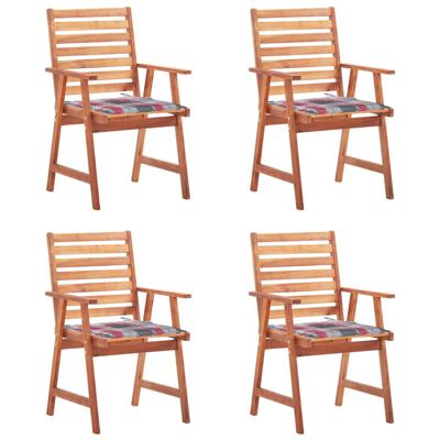 Tuinstoelen 4 st met kussens massief acaciahout