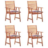 Tuinstoelen 4 st met kussens massief acaciahout