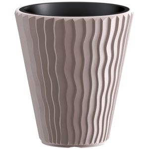 Prosperplast Plantenpot/bloempot Sand Waves - buiten/binnen - kunststof - beige - D30 x H33 cm   -