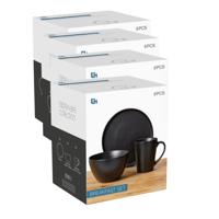 Ontbijt Servies set - 24-delig - zwart - keramiek - tafelservies - 8 personen
