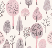 Noordse bomen behang roze Noordse bomen behang roze