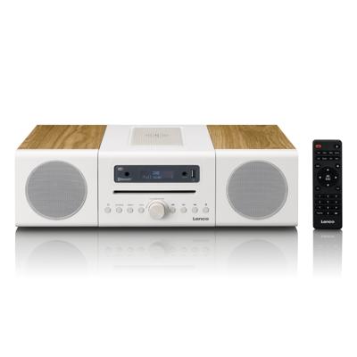 LENCO MC-375WHWD - HiFi Stereo set met DAB+/FM radio, Bluetooth®, CD-speler en draadloos oplaadstation - Wit/Houtkleurig