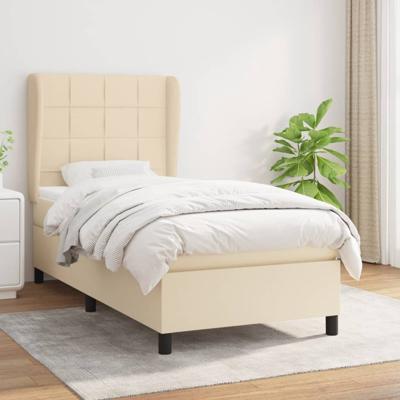 Boxspring met matras stof crèmekleurig 100x200 cm