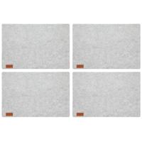 Cepewa Tafel placemats - 12x stuks - vilt - lichtgrijs - 30 x 45 cm - met ronde hoeken - Diner - ont