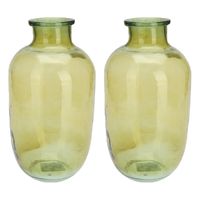 H&S Collection Bloemenvaas San Remo - 2x - glas - groen transparant - D18 x H35 cm