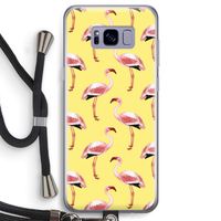 Flamingo's geel: Samsung Galaxy S8 Transparant Hoesje met koord