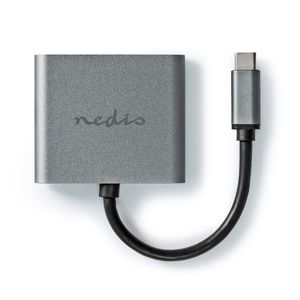 Nedis USB Multi-Port Adapter | USB 3.2 Gen 1 | USB-C Male | 2x HDMI | 0.10 m | Rond | Vernikkeld | PVC | Zwart | Envelop - CCGP64670BK01