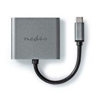 Nedis USB Multi-Port Adapter | USB 3.2 Gen 1 | USB-C Male | 2x HDMI | 0.10 m | Rond | Vernikkeld | PVC | Zwart | Envelop - CCGP64670BK01 - thumbnail