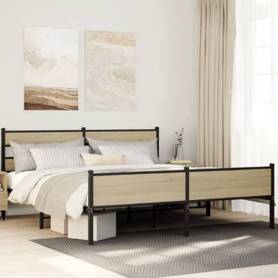 Bedframe zonder matras metaal sonoma eikenkleur 200x200 cm