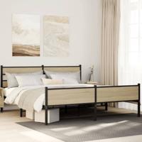 Bedframe zonder matras metaal sonoma eikenkleur 200x200 cm