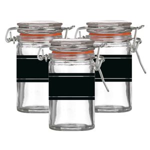 Weckpotje/inmaakpotje - 6x - 70 ml - glas - met beugelsluiting - incl. etiketten