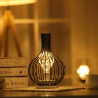 Retro klassieke ijzeren kunst LED tafellamp lezing lamp nachtlampje slaapkamer lamp Bureau verlichting huis decoratie lampenkap stijl: Wake up fles