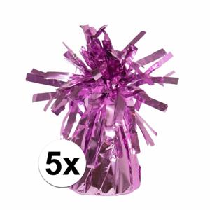 Ballon gewichtjes - 5x - roze - 170 gram - gewichtjes voor helium ballontrosjes