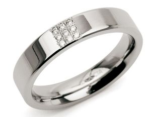 Boccia 0121-02 Ring Titanium-Diamant zilverkleurig 4,5 mm 9 * 0,045 crt Maat 64