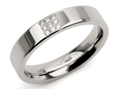 Boccia 0121-02 Ring Titanium-Diamant zilverkleurig 4,5 mm 9 * 0,045 crt Maat 64