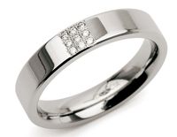 Boccia 0121-02 Ring Titanium-Diamant zilverkleurig 4,5 mm 9 * 0,045 crt Maat 64