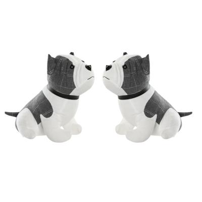 Deurstopper Hond - 2x - 1 kilo - wit/grijs - polyester - 29 x 18 x 26 cm