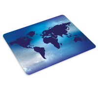 Wereldkaart muismat Blauw thema