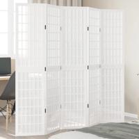 Kamerscherm met 5 panelen massief paulowniahout wit