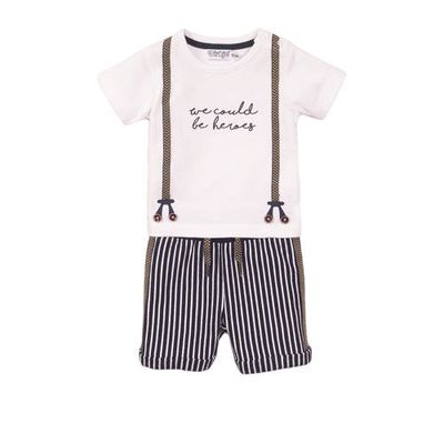 Dirkje newborn baby T-shirt + korte broek wit/blauw
