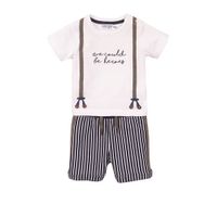 Dirkje newborn baby T-shirt + korte broek wit/blauw - thumbnail
