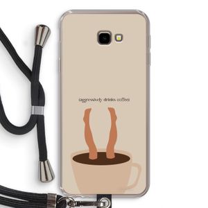 Aggressively drinks coffee: Samsung Galaxy J4 Plus Transparant Hoesje met koord