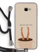 Aggressively drinks coffee: Samsung Galaxy J4 Plus Transparant Hoesje met koord