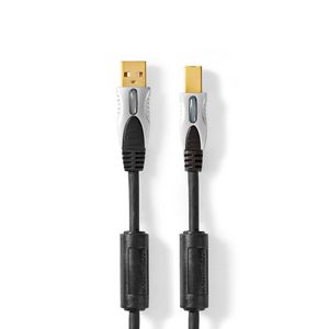 USB 2.0-Kabel | A Male - B Male | 5,0 m | Antraciet