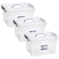 Opslagbox AZUL serie - 3x - met deksel - transparant - 24 liter - 42 x 36 x 25 cm - kunststof