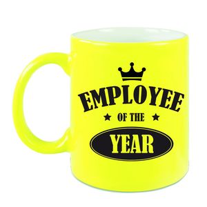 1x stuks collega cadeau mok / beker neon geel employee of the year