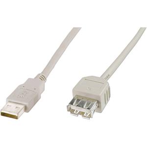 Digitus USB-kabel USB 2.0 USB-A stekker, USB-A bus 1.80 m Beige AK-300202-018-E