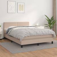 Boxspring met matras kunstleer cappuccinokleurig 140x190 cm