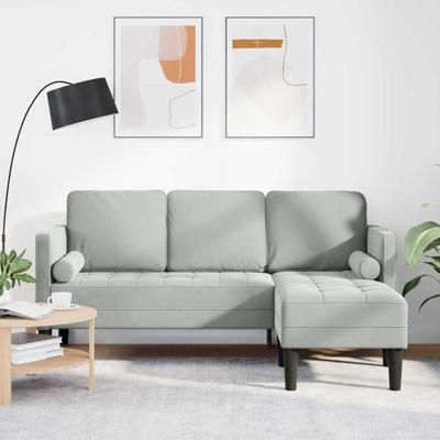Bankstel Lichtgrijs 173 x 131 x 67 cm Fluweel