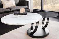 Design salontafel DANCING RINGS wit antraciet rond draaibaar marmer keramiek zwart - 46317